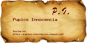 Pupics Innocencia névjegykártya